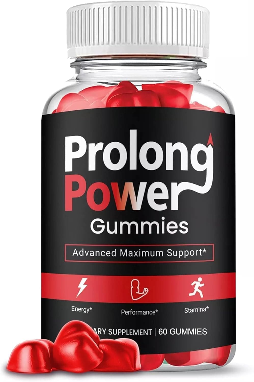 Prolong Power Gummies for Men, Max Strength Male Performance Formula - Powerful Natural Ingredients - New & Sealed - 60 Gummies