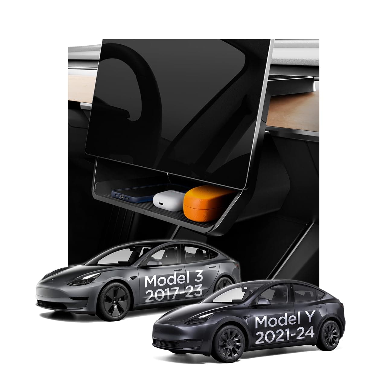 Under Screen Storage Organizer for Tesla Model Y (2020-2024) & Model 3 (2017-2023) [Not Compatible with Model Y Juniper 2025/26 & Model 3 Highland 2024/25]