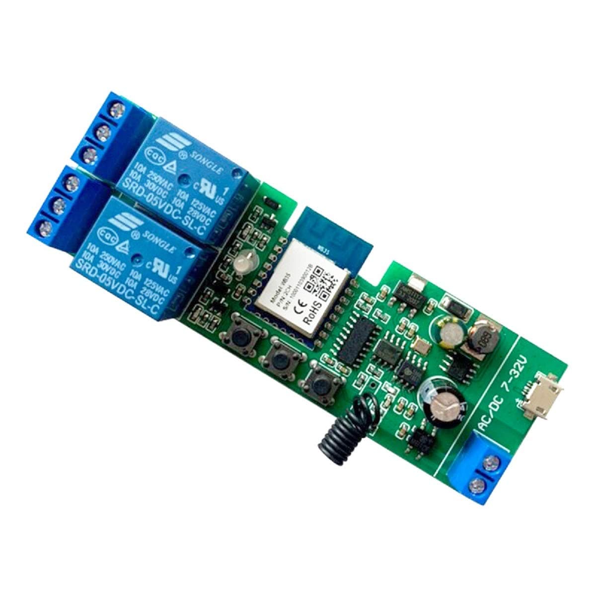 Updated WiFi Wireless Smart Switch Inching Self-Locking Relay Module,Set Inching Time from 0.5 Second to 1 Hour,be Applied to Access Control,DIY WiFi Garage Door Opener (Smart Life app 2CH)