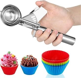 Ice Cream Scoop with Trigger, Medium Size Cookie Scoop for Baking, Stainless Steel Ice Cream Scooper for Kids, Melon Baller Cookies Scoop - 2.5 Tbsp