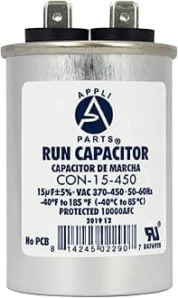 AP APPLI PARTS Run Capacitor for ac 15 Mfd uF (microfarads) 370 VAC or 450 VAC CBB65 Round Universal fit for hvac and other applications 3 in High 1-5/8 in Wide CON-15-450