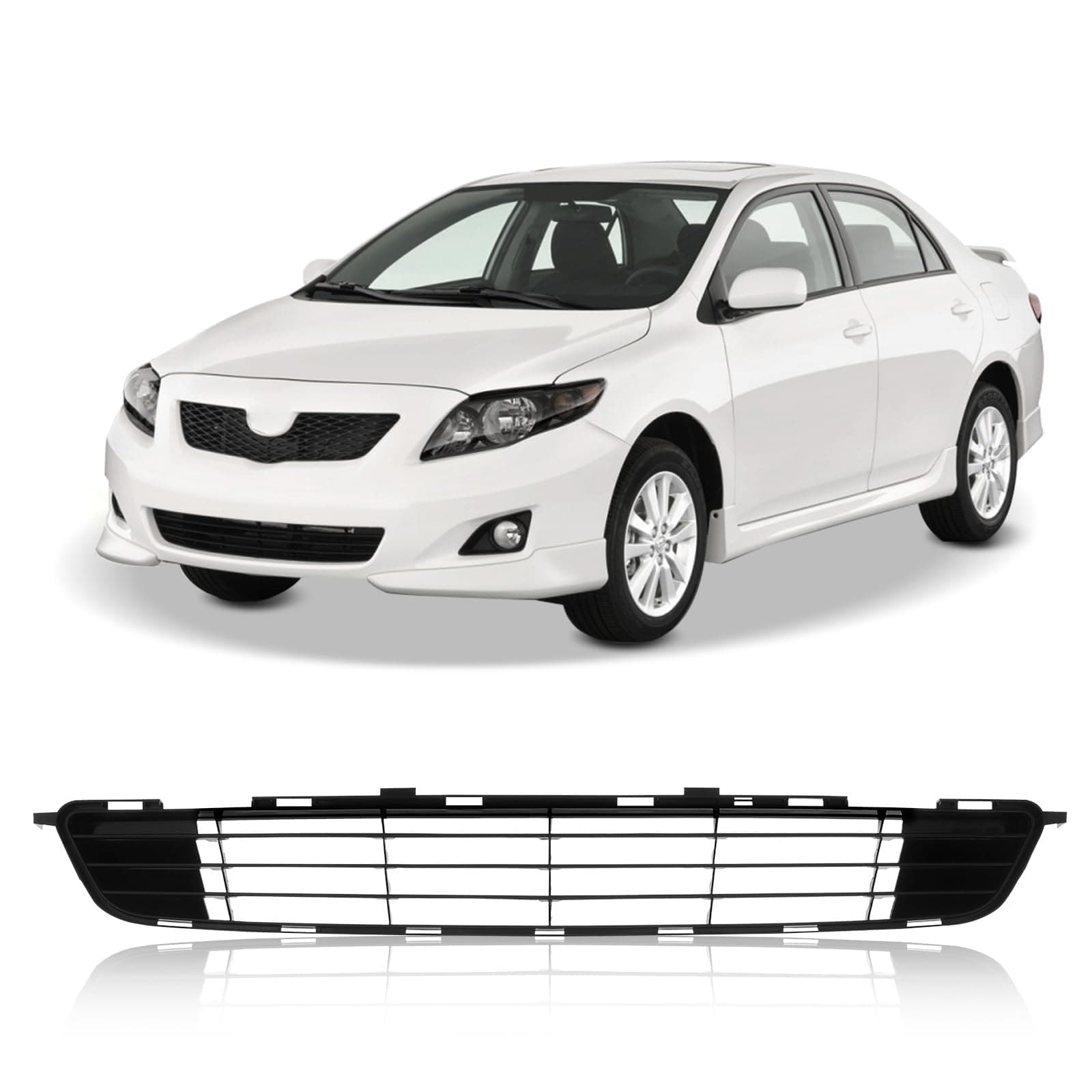 Perfit Liner Front Bumper Lower Grille Grill Compatible With 2009 2010 TOYOTA Corolla Direct Replacement Parts Primed Black TO1036111 5311202120