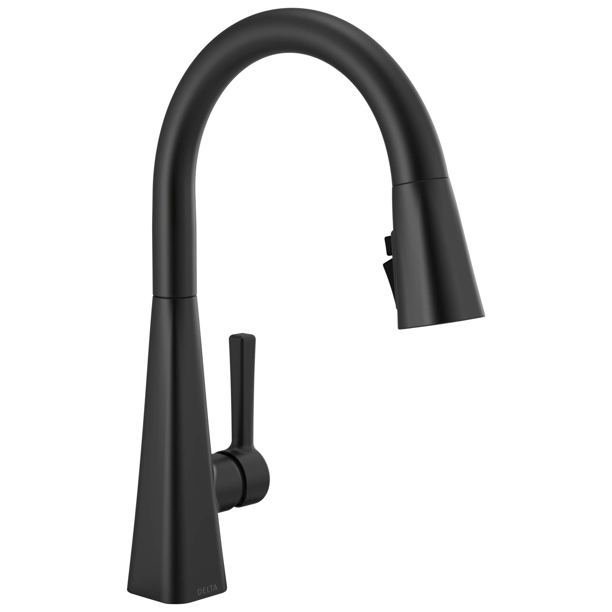 DELTA Lenta Single-Handle Kitchen Sink Faucet with Pull Down Sprayer and Magnetic Docking Spray Head, Matte Black 19802Z-BL-DST