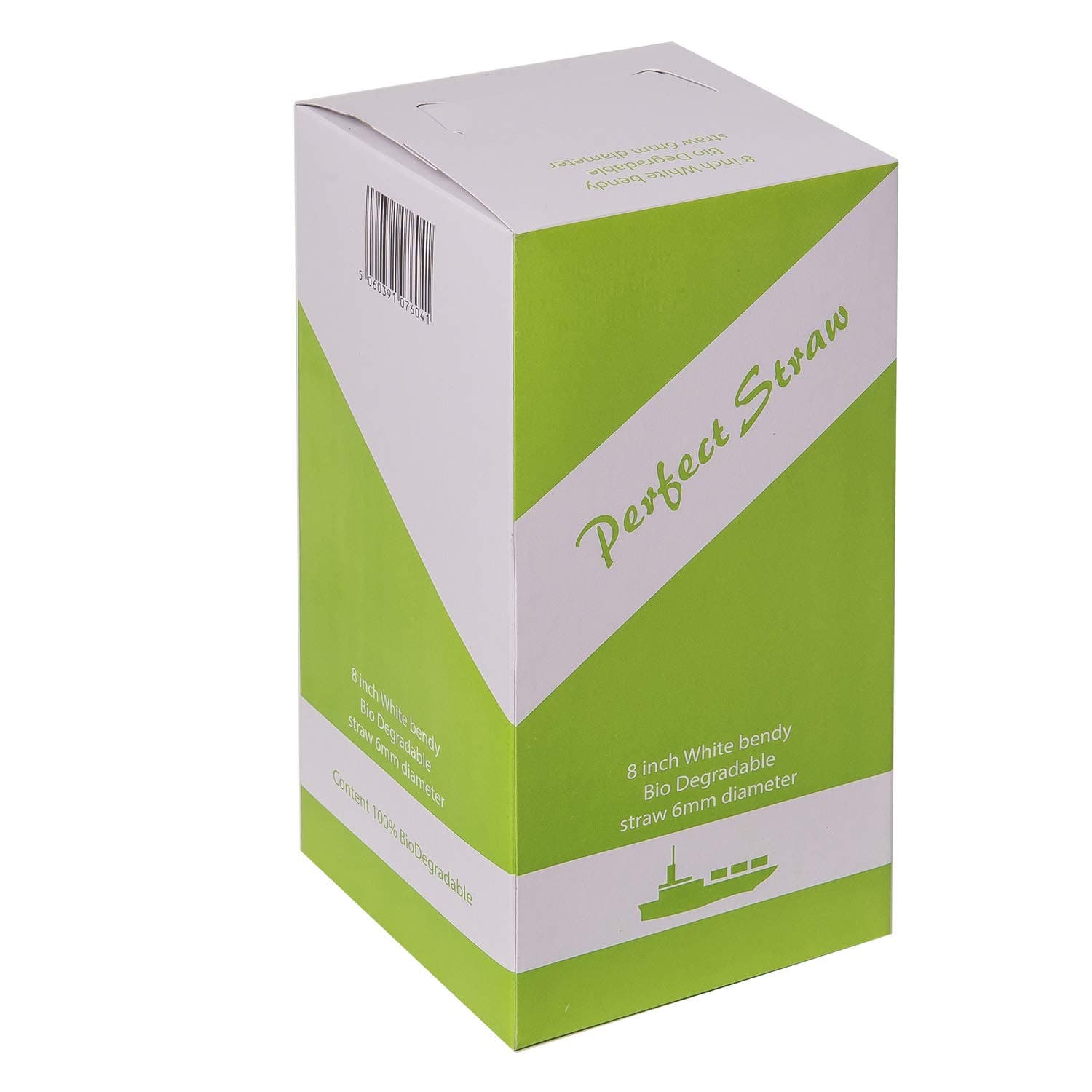 Biodegradable White 8" Bendy Straws D6mm - Pack of 250