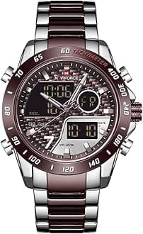 Men's Multifunction Waterproof Sport Analog Digital Quartz Watch with Chronograph Dual Time Alarm SIG Snooze Function