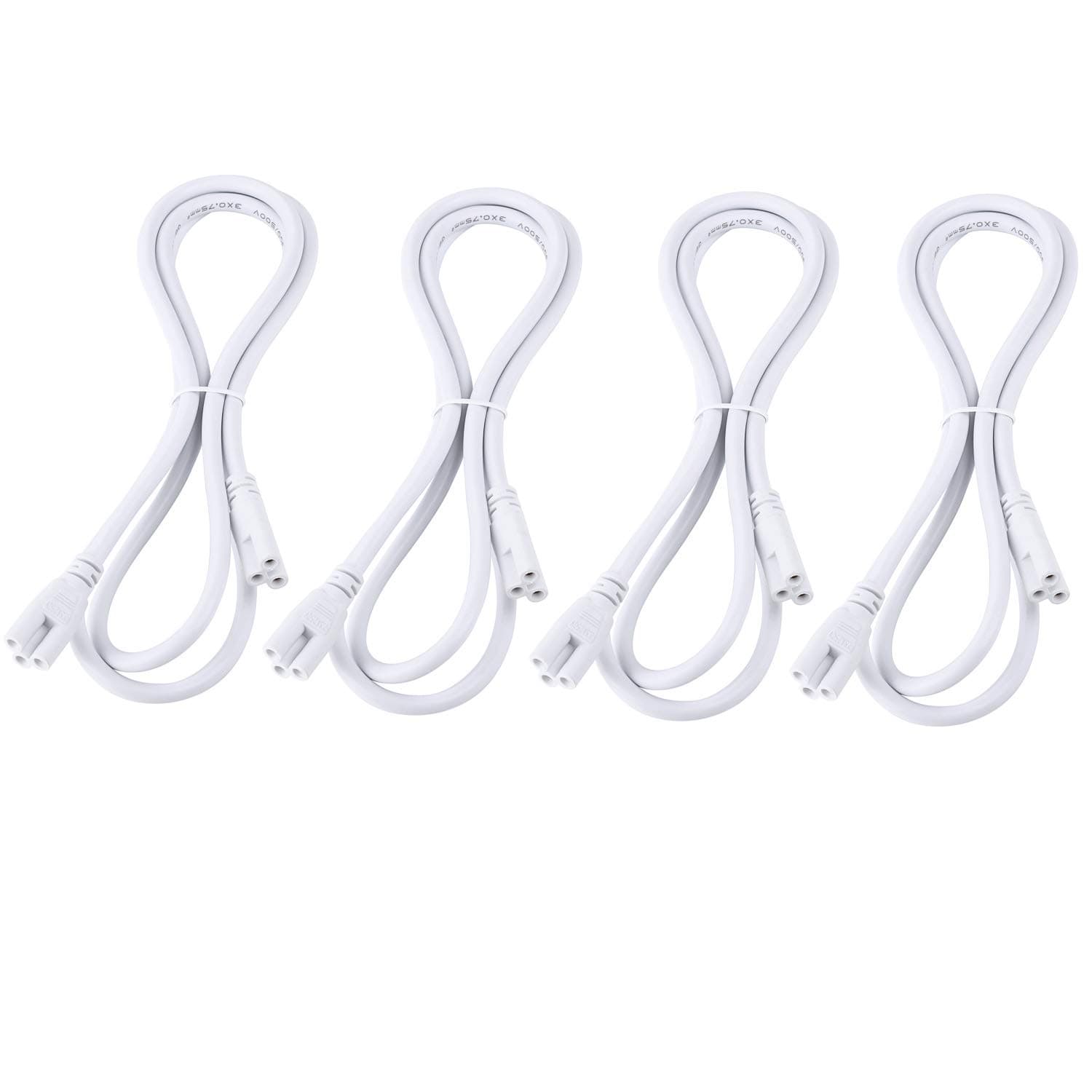 T5 T8 Connecting Wire Extension Cord, 4FT, Double End 3 Pin Lamp Linkable Wire for Integrated LED Tube Ceiling Light Strip to Strip Connecting (4FT, 4 Pack)
