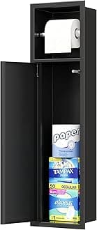 Neodrain Recessed Toilet Paper Holder with Storage Cabinet, 304 Stainless Steel Black Toilet Tissue Holder