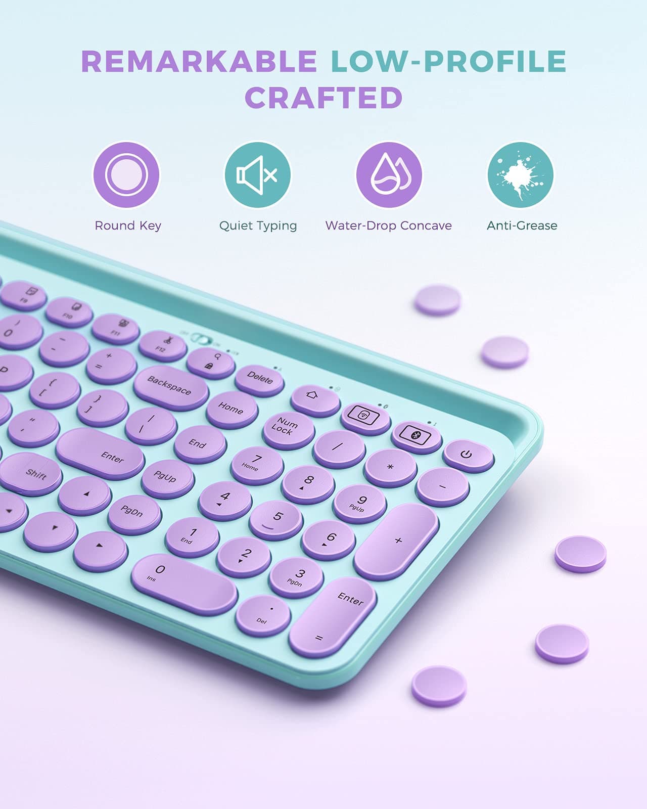 seenda Bluetooth Keyboard for iPad, 2.4G + Bluetooth Multi-Device Typewriter Keyboard with Number Pad, Tablet Holder for iPad Tablet, Andriod Phone, MacBook/Windows PC Desktop, Barbie Purple
