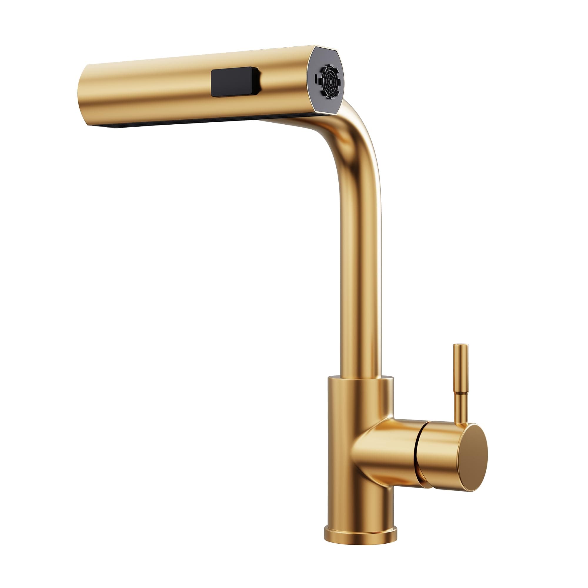 GIMILI Brushed Gold Kitchen Faucet with Pull Down Sprayer, Waterfall 15“ High Single Handle Kitchen Sink Faucets