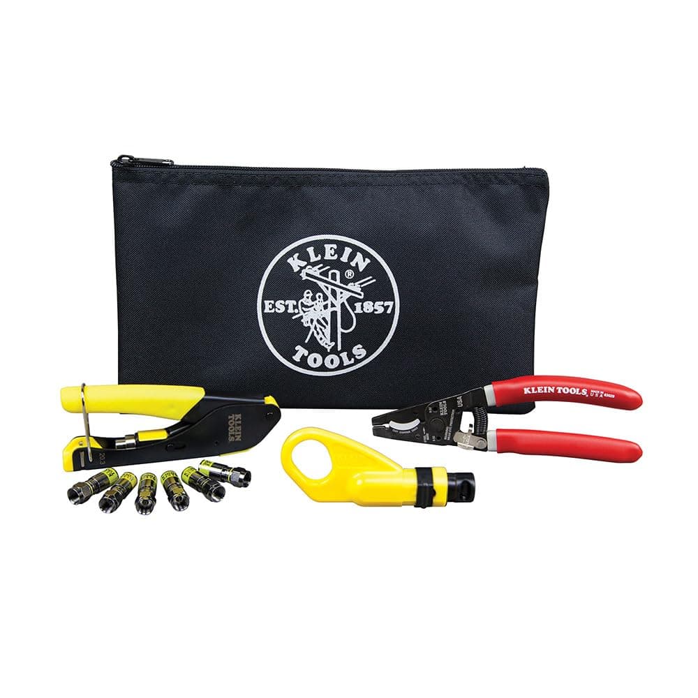 Coax Installation Kit with F Connectors, Cable Cutter, Compression Tool, Stripper, More Klein Tools VDV026-211