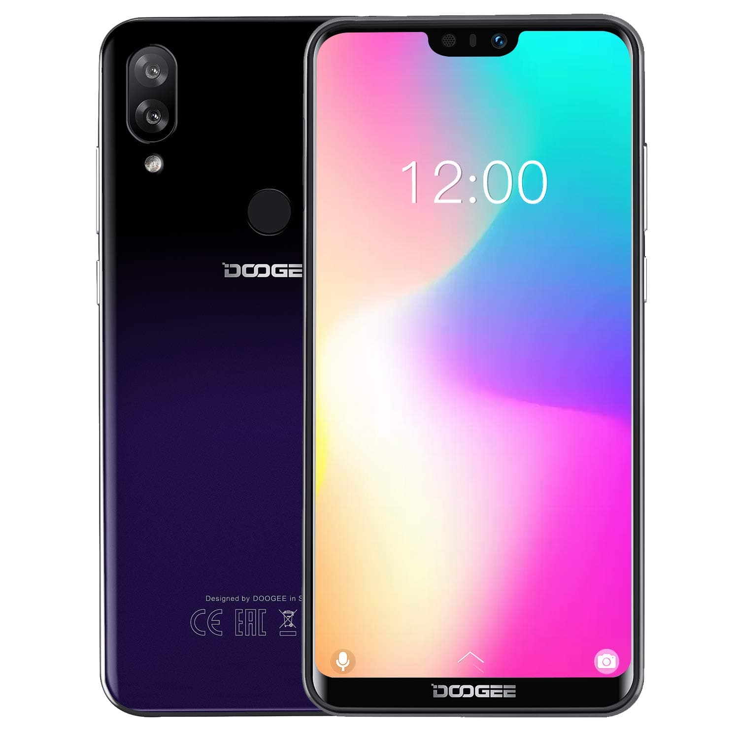 DOOGEE N10 4G Dual SIM Smartphone Unlocked - Android 8.1 Mobile Phone Octa-Core 3GB RAM + 32GB ROM, 5.84" 19:9 U-notch, Triple Cameras 16MP+16MP+13MP, 3360mAh, Fingerprint + Face Unlock - Purple