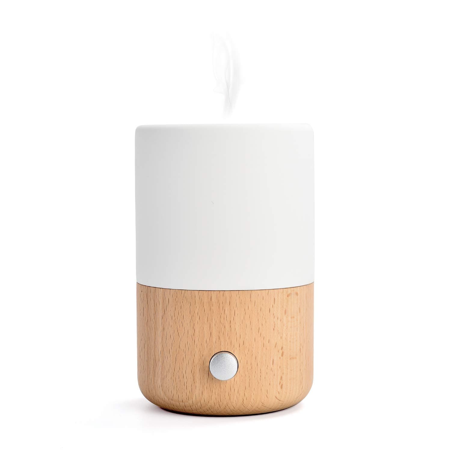 Emma Waterless Nebulizing Essential Oil Diffuser and Ambient Night Light, Wood & Handmade Ceramic Aromatherapy Humidifier, by ZEIGGA LAB