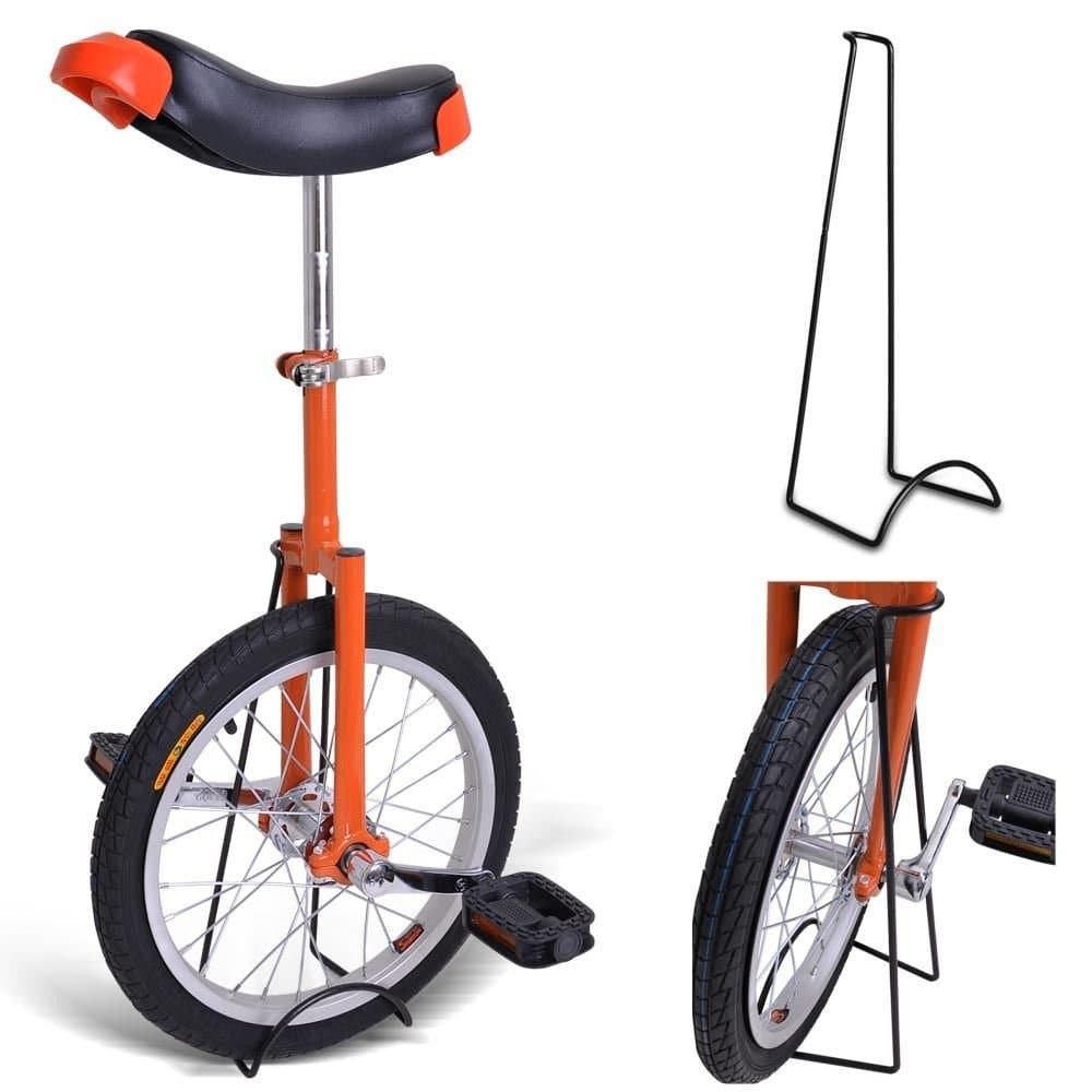 Jamden 18" Inches Wheel Skid Proof Tread Pattern Unicycle W/Stand Uni-Cycle Bike Cycling Orange