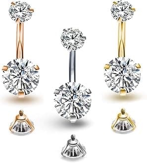 Belly Button Rings Round Cubic Zirconia Navel Barbell Stud Body Piercing