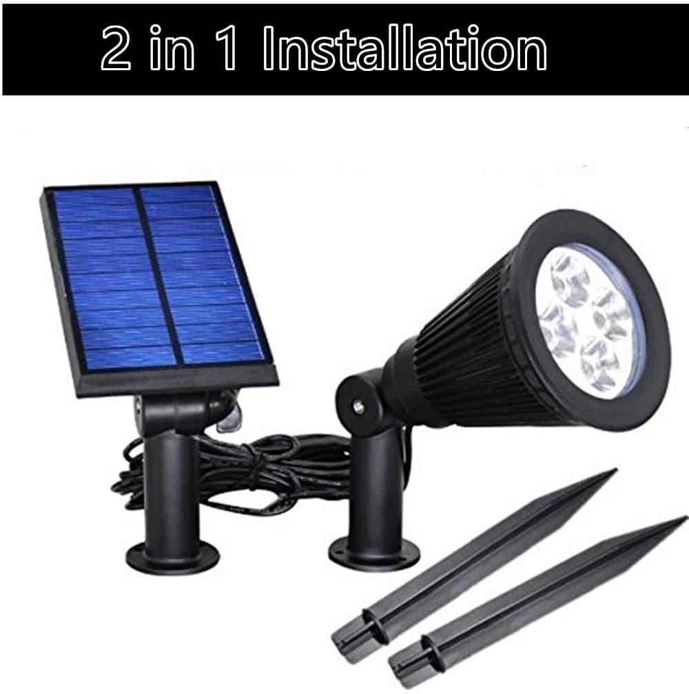 Solar Lights,2-in-1 Waterproof 4 LED Solar Spotlight Adjustable Wall Light Landscape Light Security Lighting Dark Sensing Auto On/Off for Patio Deck Yard Garden Driveway Pool Area
