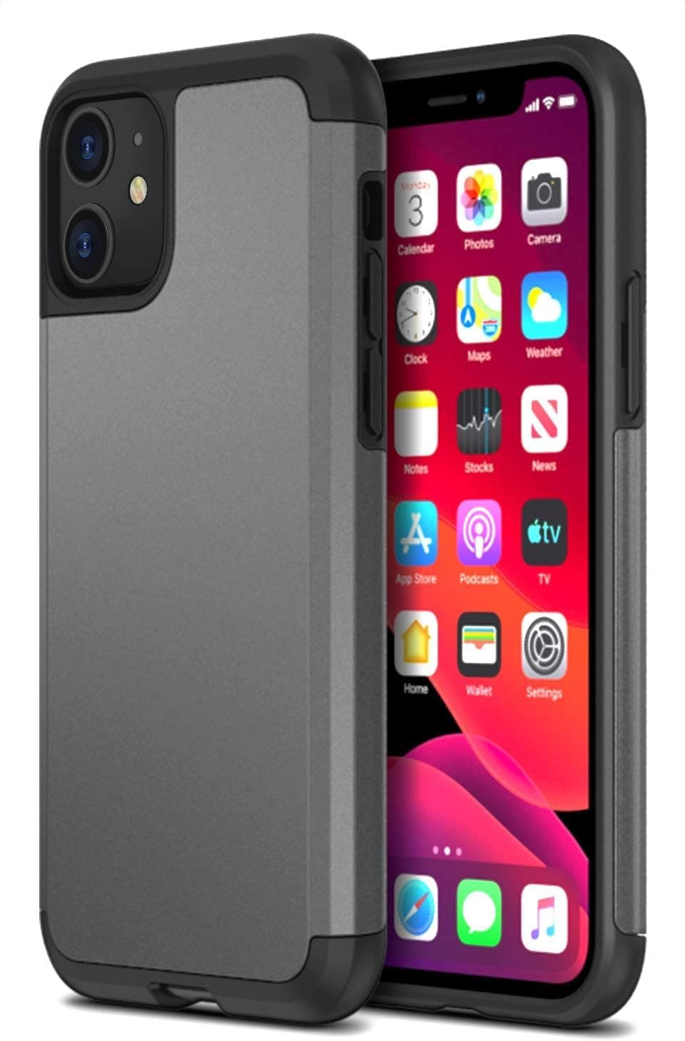 Case Designed for Apple iPhone 11 Case (2019) (6.1-inch) Heavy Duty Protection/Shock Absorption/Dual Layer TPU/Rigid Back Armor/Scratch Resistant/Reinforced Corner Frame - Gunmetal