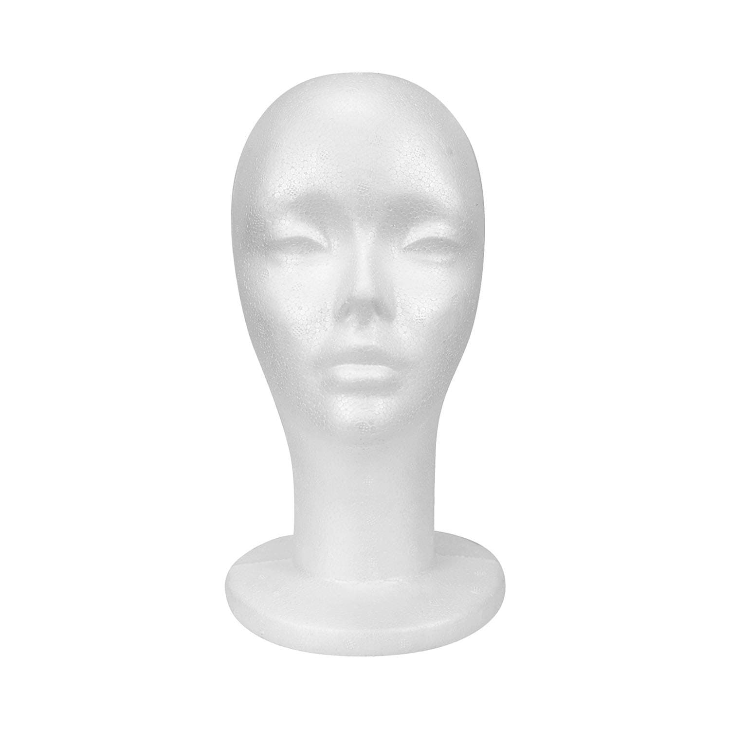 STUDIO LIMITED 11.4-Inch Styrofoam Mannequin Head (1 Pack) - White Foam Wig Stand for Wigs, Hats, Masks, Hairpieces, Salon Display, and Travel Use