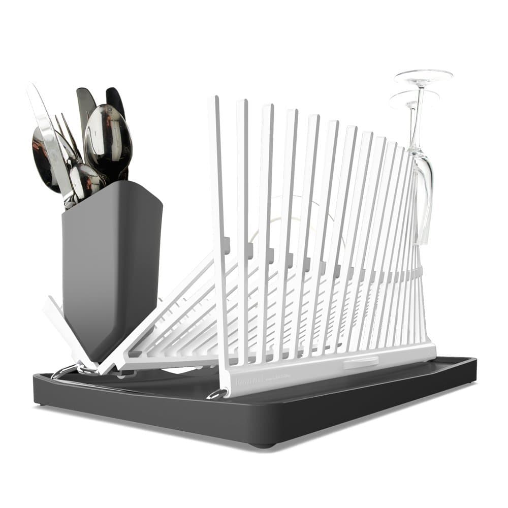 Black+Blum Dish Rack | Collapsible Dish Drying Rack with Drip Tray, Easy Storage Dishwasher Safe, Sculptural and Functional Design, Lime
