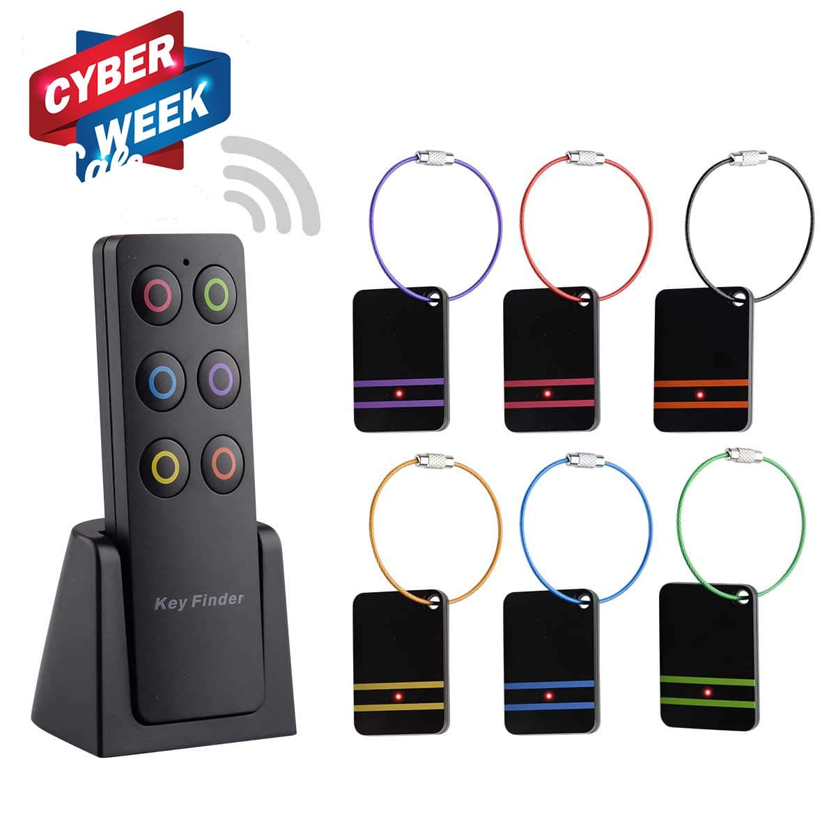 Key Finder,Mitcien Wireless Rf Item Locator Item Tracker Support Remote Control, 1 RF Transmitter and 6 Receivers - Wireless Key Rf Locator, Pet Tracker Wallet Tracker