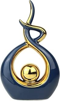 Norrclp Home Decor Modern Abstract Art Ceramic Statue Table Decorations for Dining Room Living Room Office Centerpiece (Blue and Gold, Small), Blue,gold