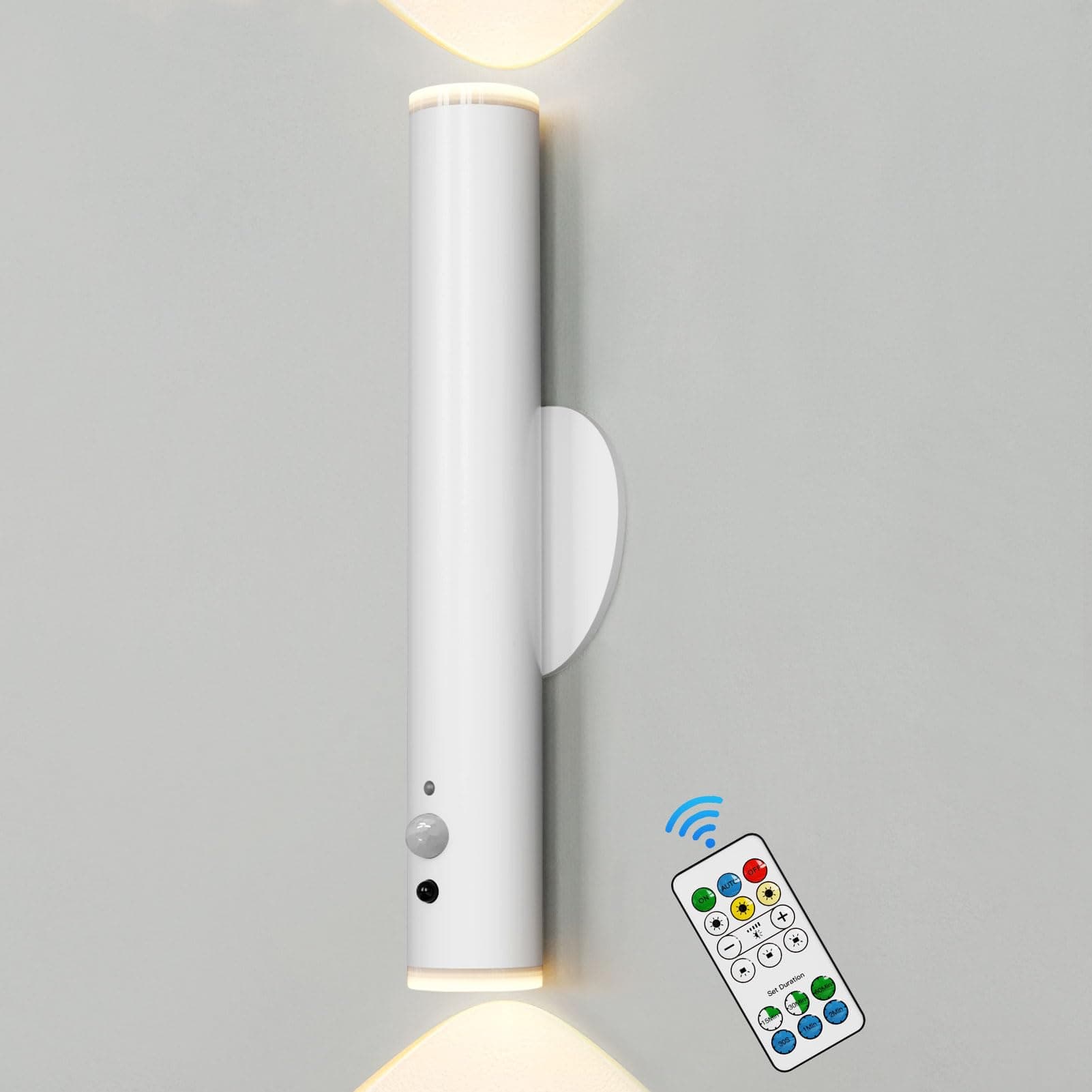 HARPER LIVING Battery Operated Wall Light White, LED Motion Sensor Wall Lamp Indoor, Portable Magnetic Rechargeable Flashlight for Bedroom Hallway Stair Power Cut, Dimmable and 3 Colours, (Single)