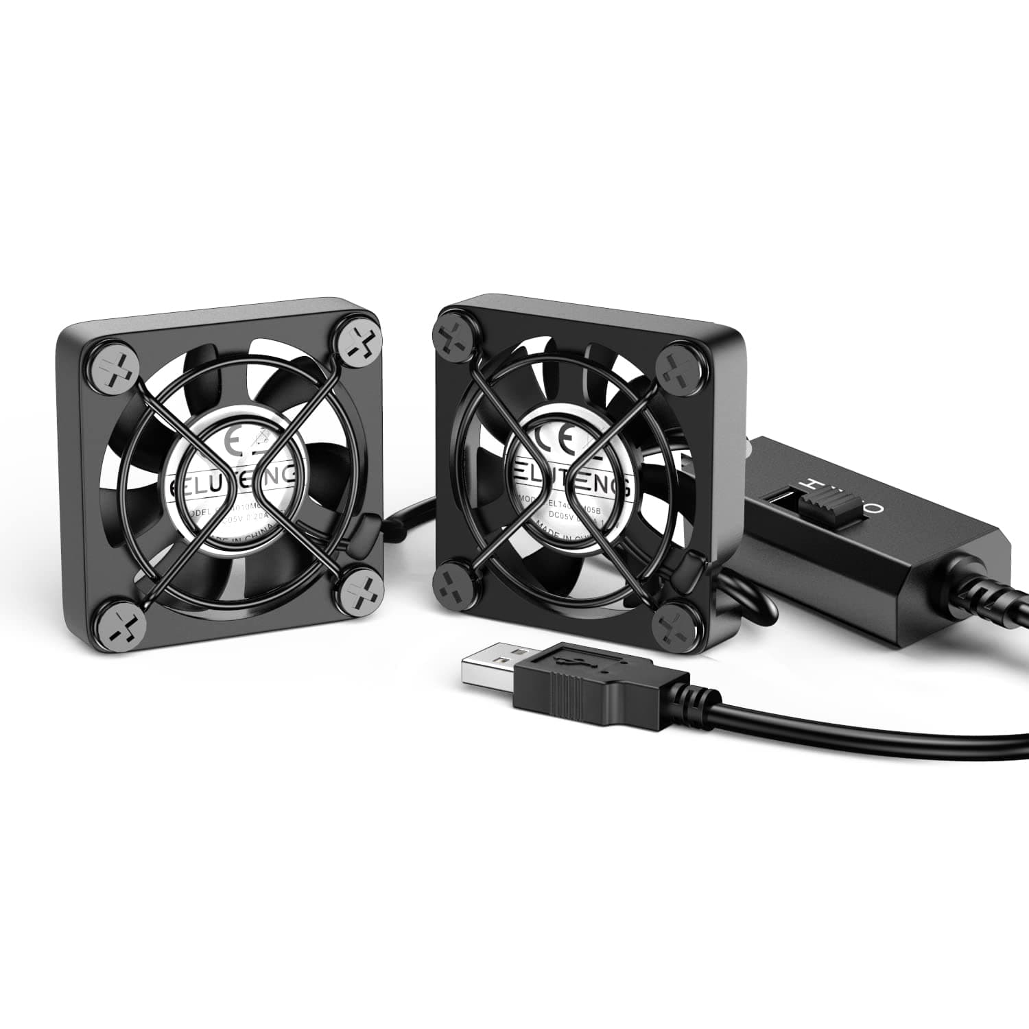 Dual 40mm USB Fan with 3 Speeds Adjustable 5V PC Fan Max 5500RPM 40mm * 40mm * 25mm Mini Case Fan Quiet Computer Fan Compatible for PC, TV Box, Router, Xbox, PlayStation