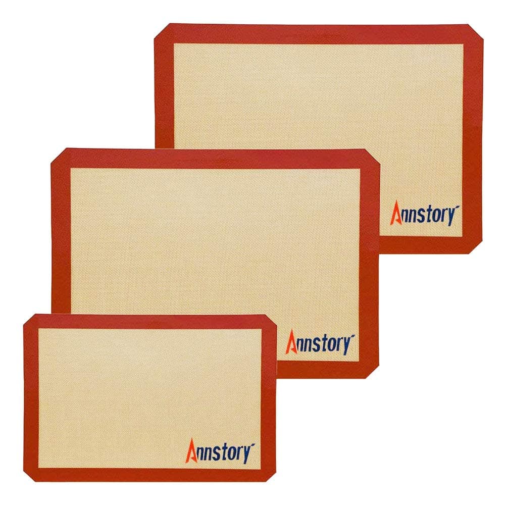 Silicone Baking Mat, Large Nonstick Baking Sheet Set, Reusable Heat Resistant Cookie Pastry Mat Liner for Cupcake Pizza Chicken Toaster Oven Macaron Dough Rolling, Dishwasher Safe BPA Free, Set of 3