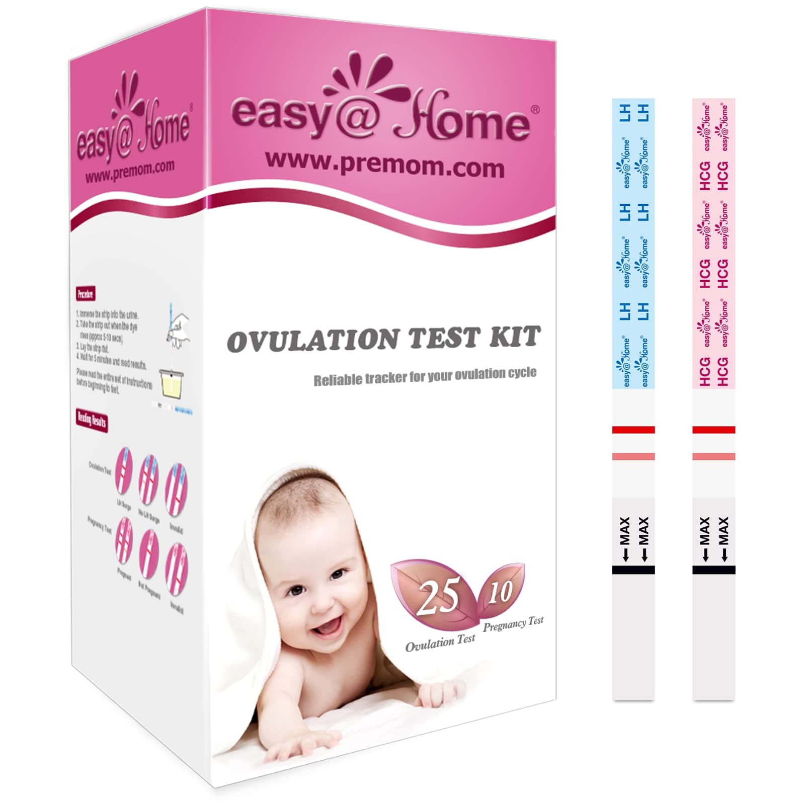 Ovulation & Pregnancy Test Strips Kit: 25 Ovulation Strips and 10 Pregnancy Tests – Accurate Fertility Tracker OPK | 25LH + 10HCG