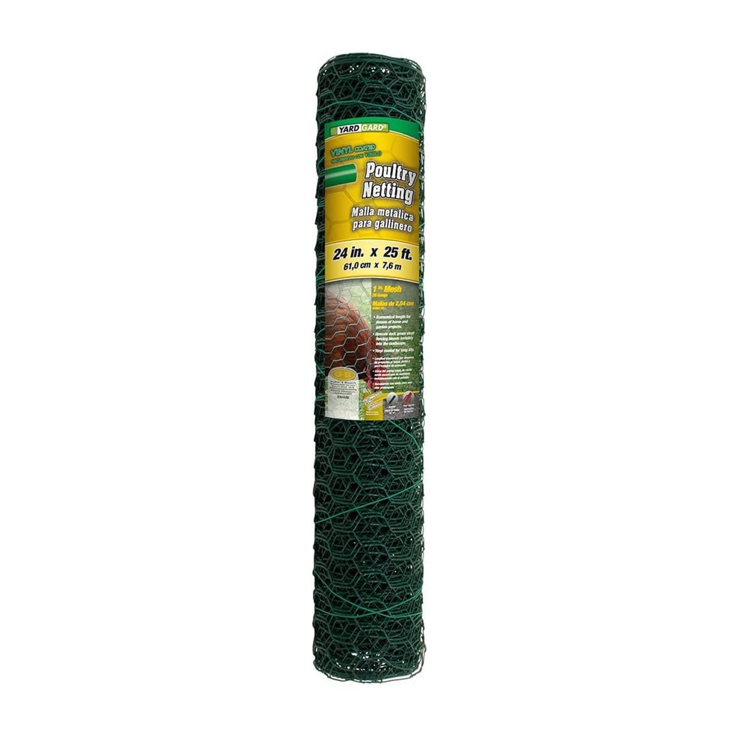 Yard Gard 308452B 24" x 25' 1" Mesh PVC Coated Green Poultry Netting