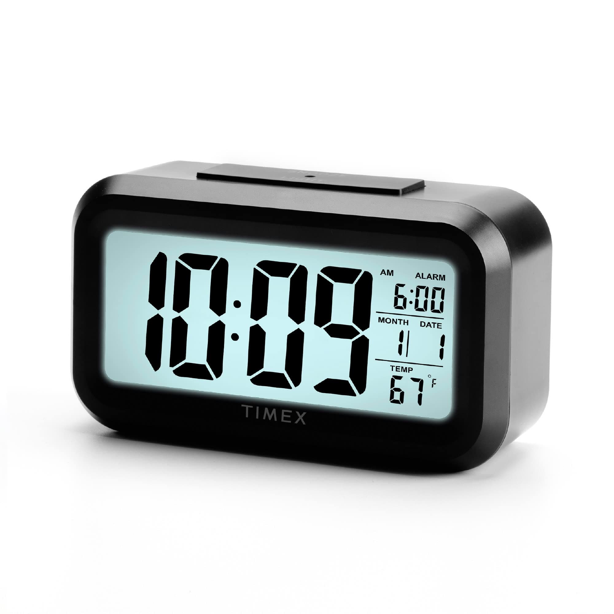 Alarm Clock with Temperature Sensor and Large Display, Battery Operated for Bedroom Runs on 3 AAA Batteries (T108BC) (T108)