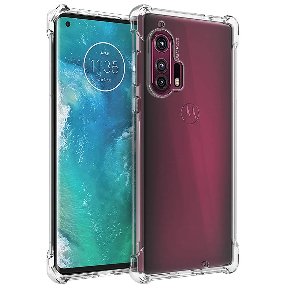 Osophter for Moto Edge Plus Case Clear Moto Edge+ Case Transparent Reinforced Corners TPU Shock-Absorption Flexible Cell Phone Cover for Motorola Moto Edge+(Clear)