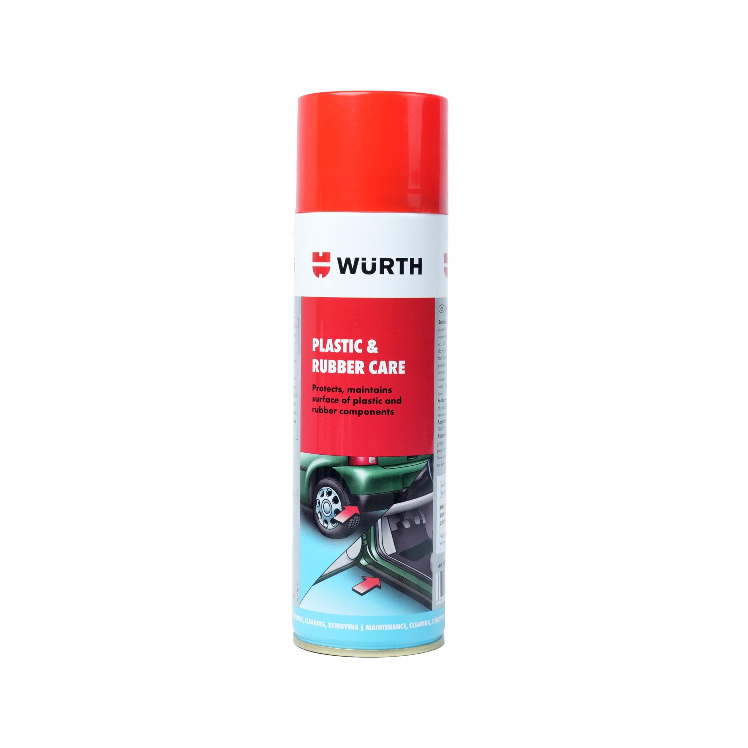 Wuerth Silicone Spray for Rubber & Plastic Care - 500 ml | Protects & Restores Rubber and Plastic | UV & Moisture Protection | High Shine, Anti-Static German Formula
