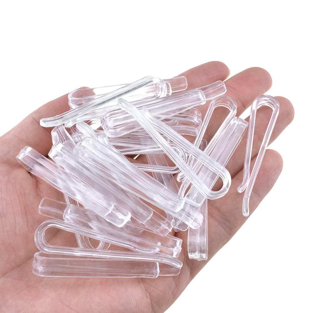 2.2inch/55mm 60Pcs Clear Plastic U Shape Alligator Clip, Clothespin Fabric Clip Garment Shirt Folding Clip Toothless for Sewing Room Folding Sock Tie Pant Securing Fabric to Comic Book Board
