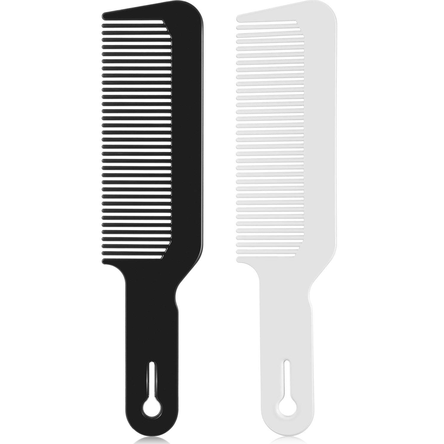 Patelai 2 Pieces Clipper Combs Barber Combs Heat Resistant Flat Top Comb Hairdressing Combs Hair Cutting Combs (Black, White)