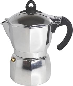 6 Cup Stovetop Espresso Maker with Heart Shaped Knob, Silver
