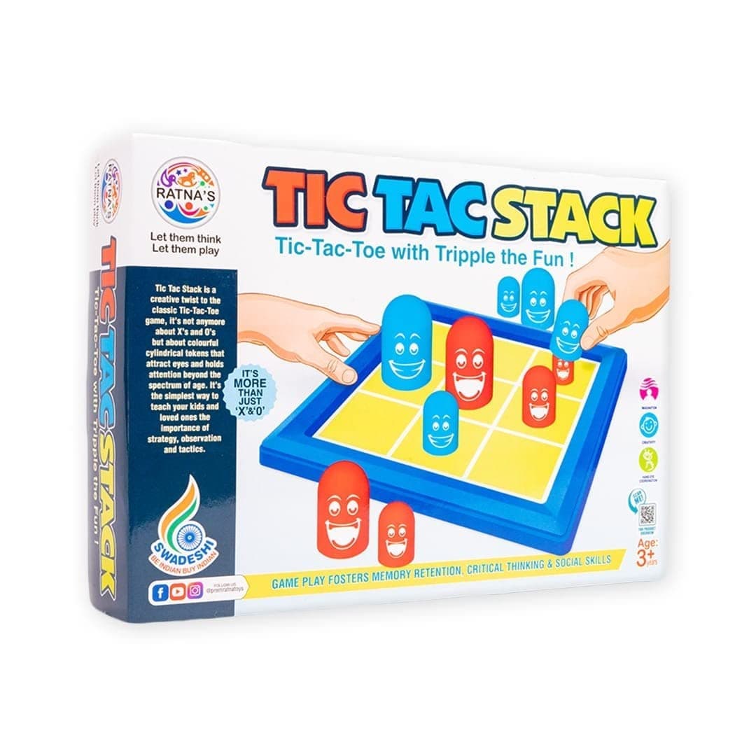 Tic Tac Stack Mind Challenging Strategy Family Board Game Tic Tac Toe Cross and Zero Game XO for Kids & Adults