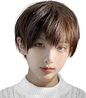 Wig, Men's Short Premium Full Wig, Men's Clothing, Black Hair, Wig, Natural, Durable, Small, Popular, Gentleman, Fluffy, Everyday Use, Fashion, Handsome Fluffy, Net Included (Black Brown)