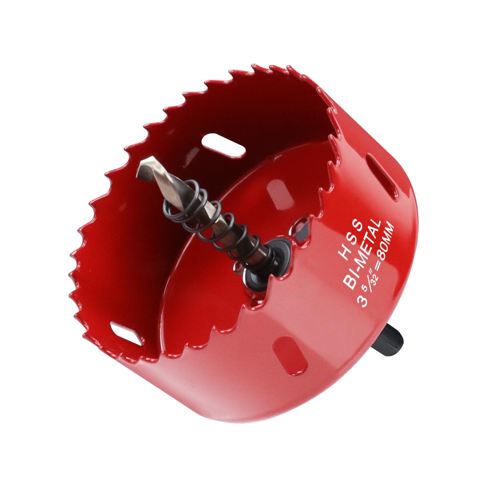 3.15 Inch / 80mm Hole Saw Red with Arbor and Pilot Drill Bit, Bi-Metal Hole Cutter for Fiberboard, Wood, Drywall, Plastic, Soft Metal Sheet, PVC Board and Cornhole Boards Drilling