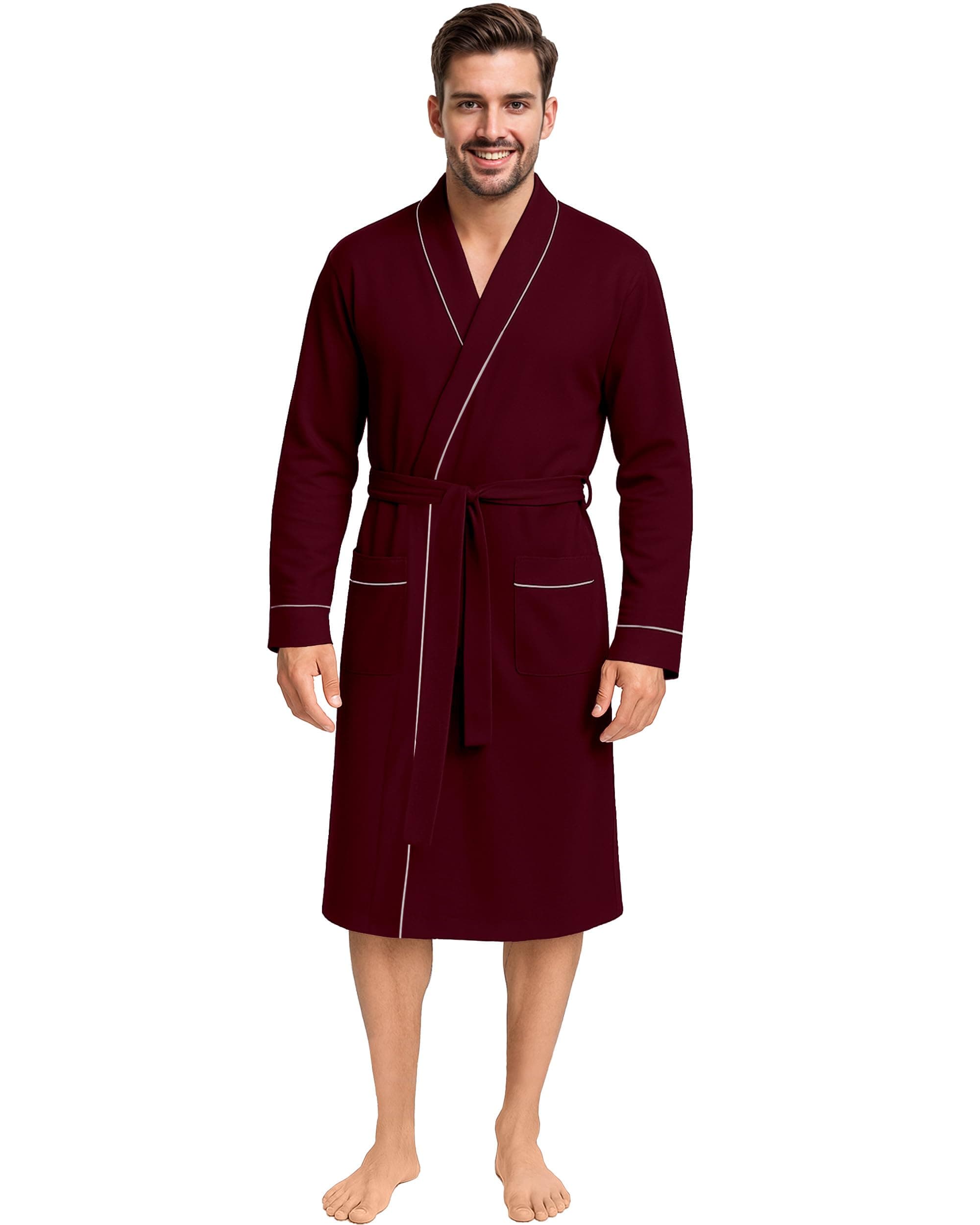 Men's Robe Cotton Blend Knit Bathrobe