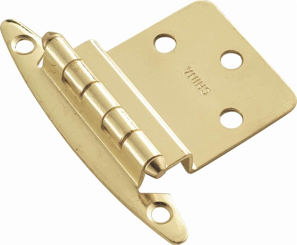 Semi-Concealed Flush Mount Hinge, 3/8" Offset, 2-Pack (Set of 10) (Antique Brass)