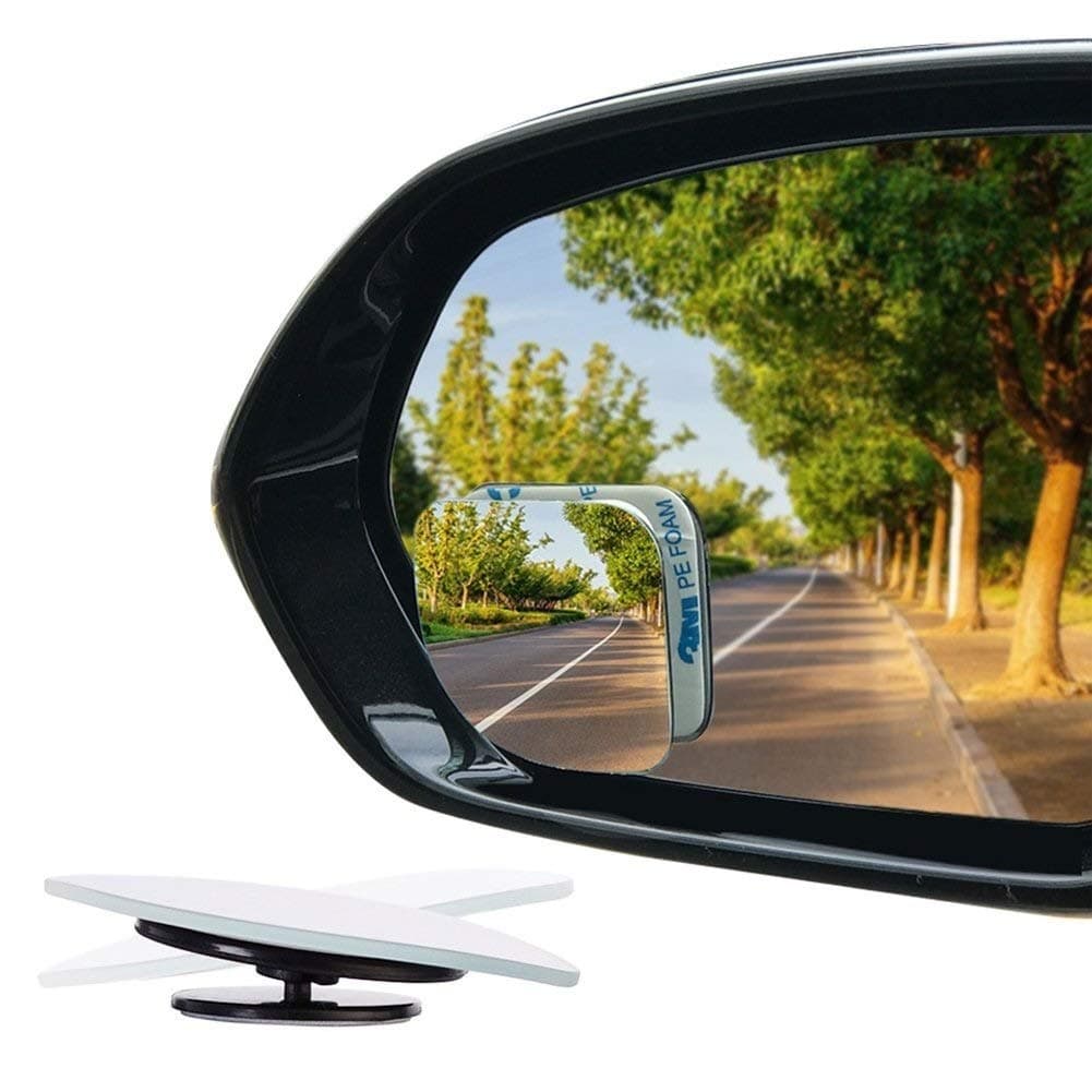 Ertek Adhesive Fan-Shaped Mirror Framless Wide Angle Blind Spot Mirrors for Car 360 Rotation Car Rearview HD Mirror Traffic Security Curved Convex Mirrors Adjustable For Safety Parking