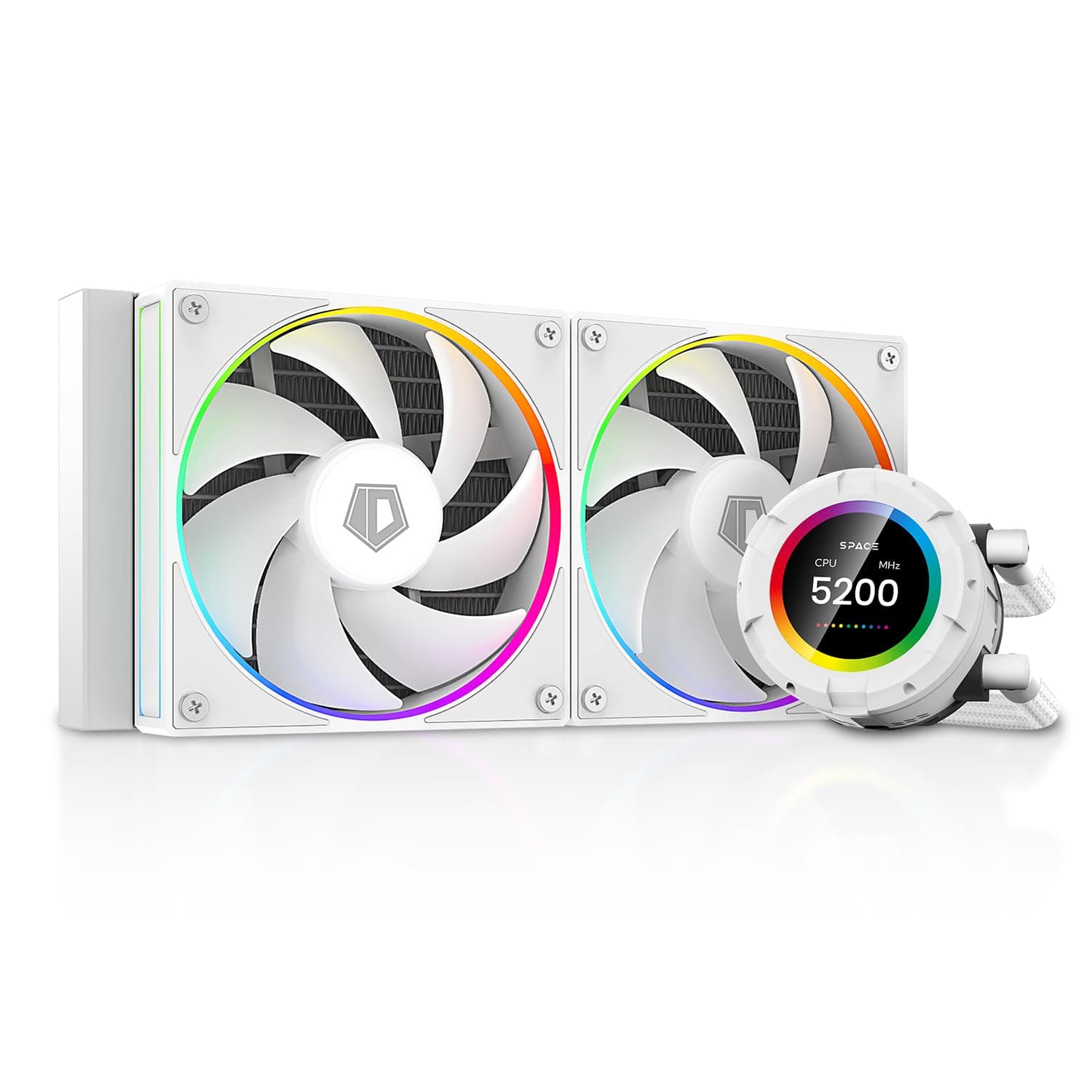 ID-COOLING SL240 White CPU Liquid Cooler LCD Display, Water Cooling CPU