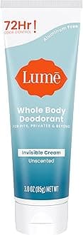 Lume Whole Body Deodorant - Invisible Cream Tube - 72 Hour Odor Control - Aluminum Free, Baking Soda Free, Skin Safe - 3.0 ounce (Unscented)