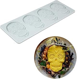 TUKE Silicone Skull Cake Decorating Mold, Fondant Lace Mat, Chocolate & Sugar Craft, BPA Free, Color By Random