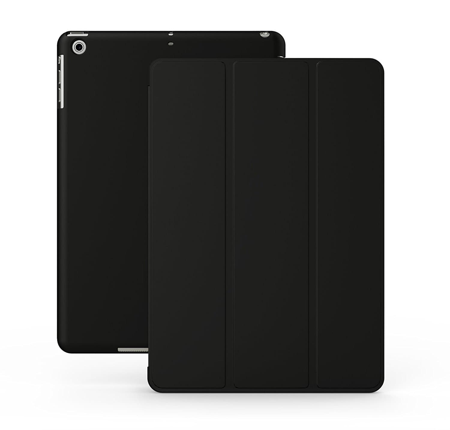 KHOMO Super Slim Dual Polyurethane Black Cover Front + Hard Rubberized Poly-Carbonate Back Protector for Apple iPad Mini 7 Inches (Built-in Magnet for Sleep/Wake Feature)