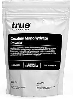 - True Nutrition Creatine Monohydrate Powder - Micronized Creatine, 2g per Serving - Supports Muscle Strength, Power & Recovery - Non-GMO, Gluten Free, Vegan - Pre & Post Workout Supplement - 500g
