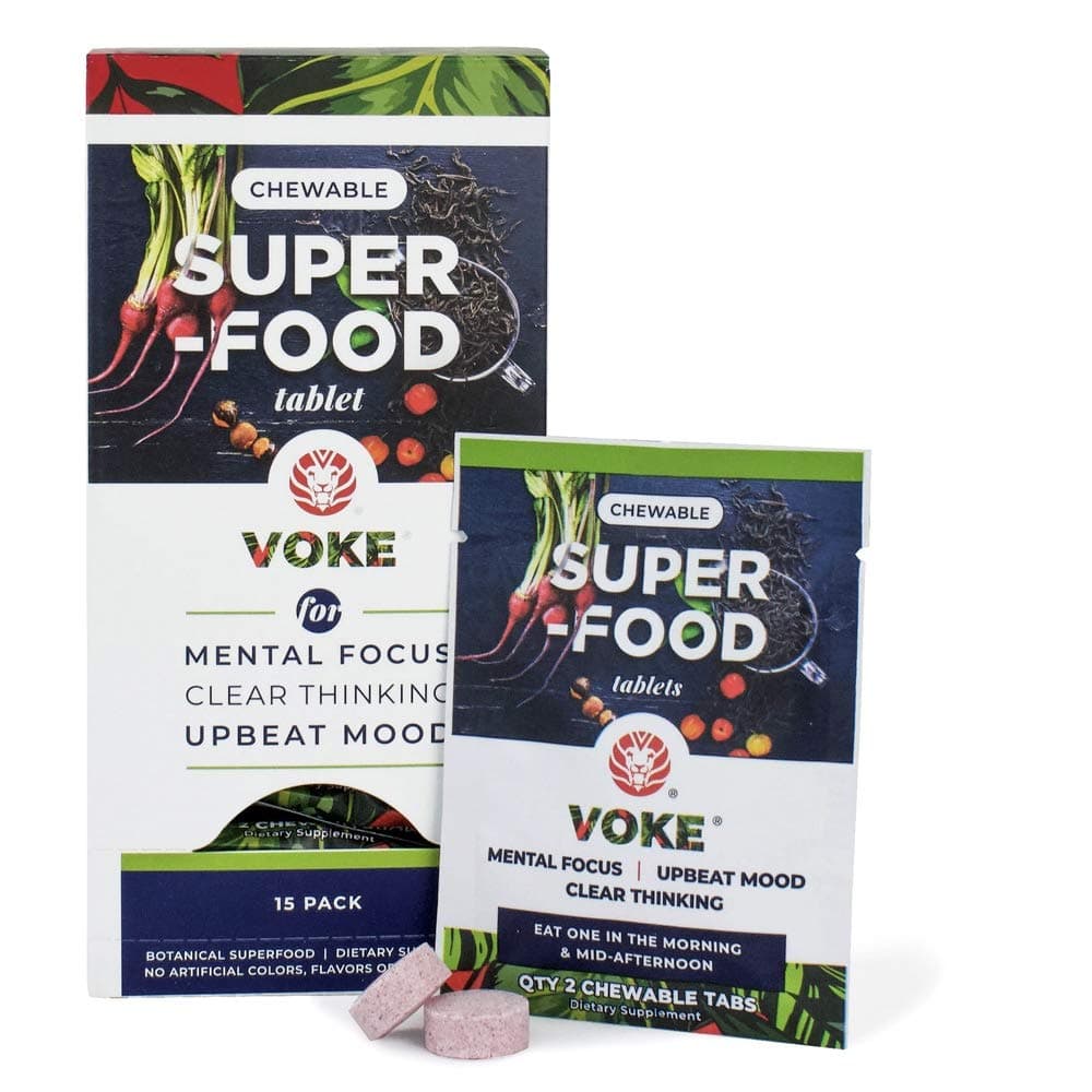 (4 tins / 28 chewables) Brain Boosting Focus, Memory & Energy. No Sugar, All Natural Green Tea Caffeine, Organic Guarana, Organic Acerola Cherry, Beet Powder, 100% Vitamin C Antioxidants