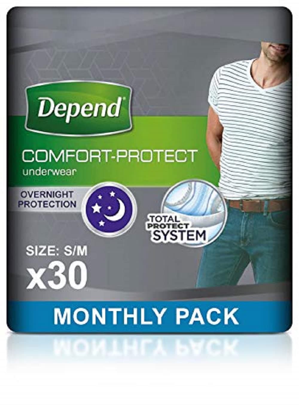 Comfort Protect Incontinence Pants for Men, Small/Medium, 30 Pants