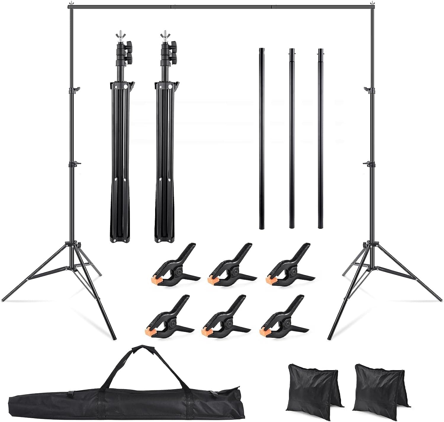 ROSNONG Backdrop Stand Kit, 2x2M/6.5*6.5FT Adjustable Background Support System for Photo Video Studio, Outdoor and Wedding Photography