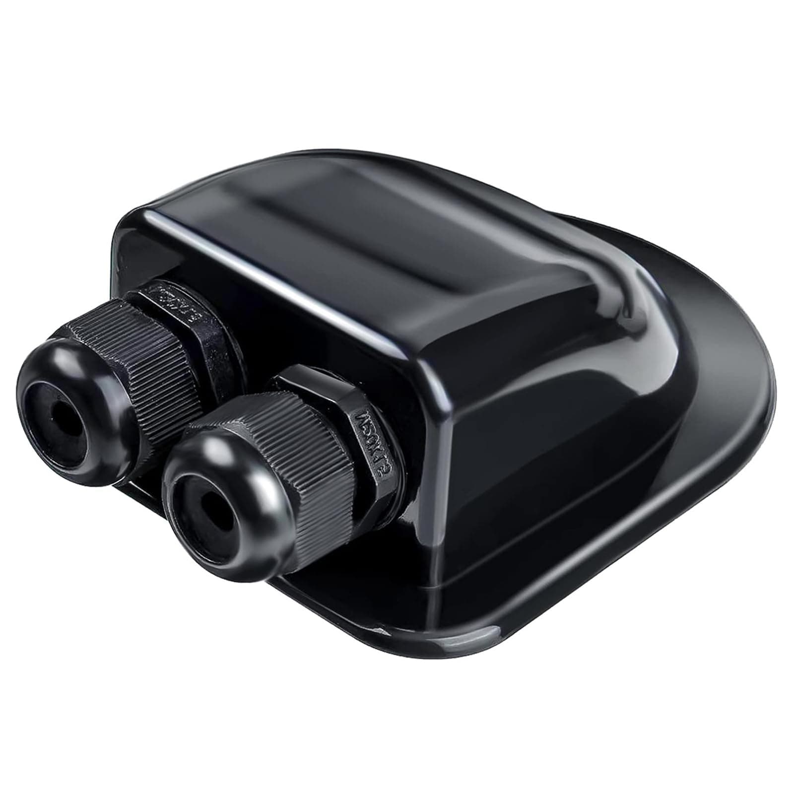 Solar Double Cable Entry Gland Black IP68 Waterproof Cable Entry Plate Solar Photovoltaic Plastic Bracket Curved Cable Connector ABS Dual Cable Entry Housing for Solar Panels of RV, Caravan Boat
